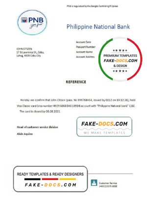 Philippines Philippine National Bank bank account closure reference letter template in Word and PDF format