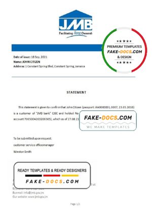 Jamaica Mortgage bank account closure reference letter template in Word and PDF format