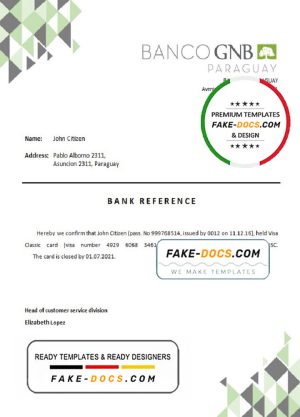 Paraguay Banco GNB bank account closure reference letter template in Word and PDF format
