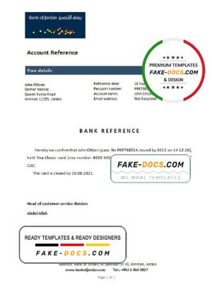Jordan Bank of Jordan bank account closure reference letter template in Word and PDF format