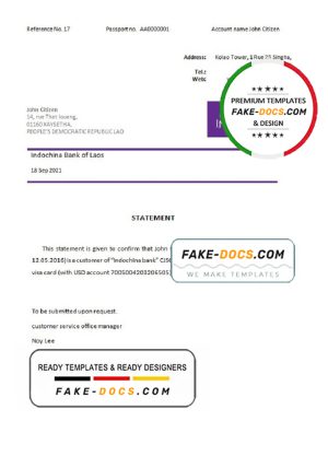 Laos Indochina Bank bank account closure reference letter template in Word and PDF format