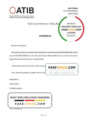 Libya Assaray Bank bank account closure reference letter template in Word and PDF format
