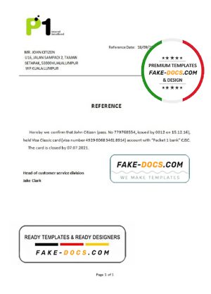 Malaysia Packet 1 Network bank account closure reference letter template in Word and PDF format