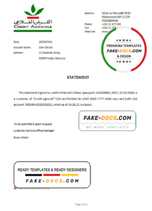 Morocco Credit Agricole bank account closure reference letter template in Word and PDF format