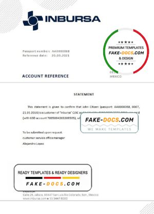 Mexico Inbursa bank account closure reference letter template in Word and PDF format