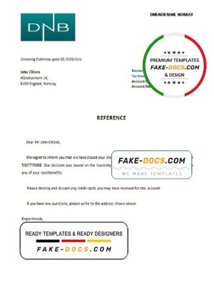 Norway DNB Nor Bank bank account closure reference letter template in Word and PDF format