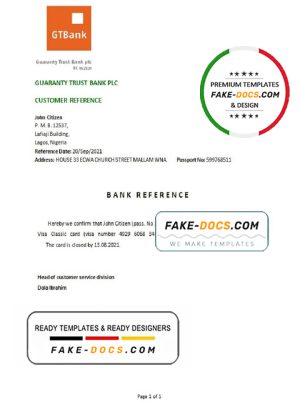 Nigeria GTBank bank account closure reference letter template in Word and PDF format