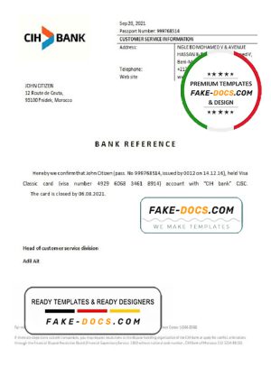 Morocco CIH Bank bank account closure reference letter template in Word and PDF format