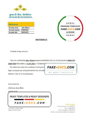 Nepal Kumari Bank bank account closure reference letter template in Word and PDF format