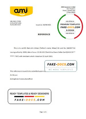 New Zealand Ami bank account closure reference letter template in Word and PDF format