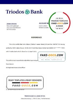 Netherlands Triodos Bank bank account closure certificate template in Word and PDF format