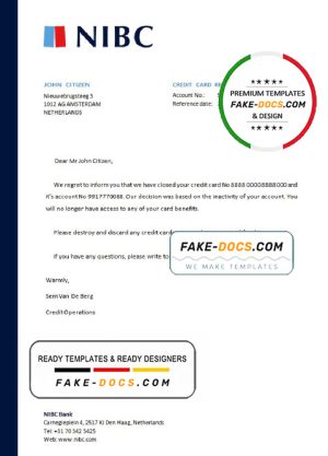 Netherlands NIBC Bank bank account closure certificate template in Word and PDF format