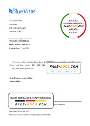 USA BlueVine bank account closure reference letter template in Word and PDF format
