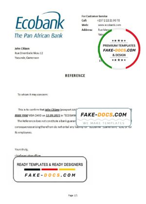 Cameroon Ecobank account closure reference letter template in Word and PDF format