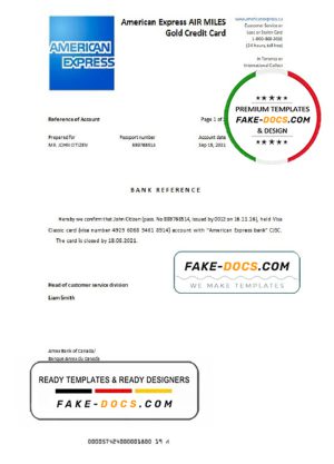 Canada American Express Air Miles bank account closure reference letter template in Word and PDF format