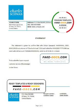 USA Charles Schwab bank account closure reference letter template in Word and PDF format
