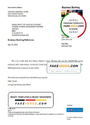 USA BMO bank account closure reference letter template in Word and PDF format