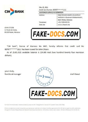 Morocco CIH Bank bank reference letter template in Word and PDF format