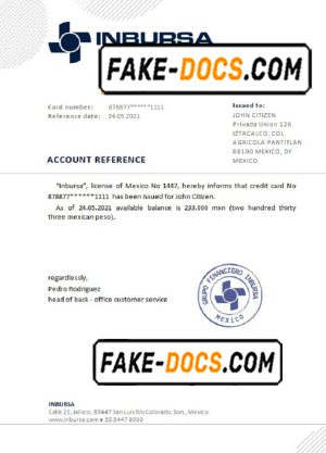 Mexico Inbursa bank reference letter template in Word and PDF format