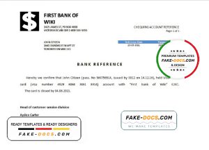 USA First Bank of Wiki bank account closure reference letter template in Word and PDF format