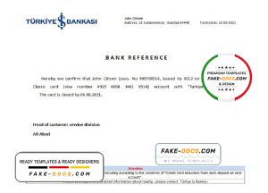 Turkey Is Bankasi bank account closure reference letter template in Word and PDF format