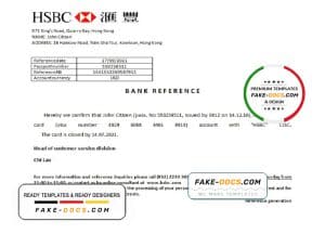 Hong Kong HSBC bank account closure reference letter template in Word and PDF format