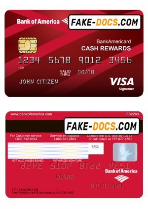 USA Bank of America Visa Card template in PSD format, fully editable