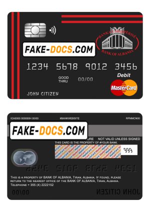 Albania Bank of Albania bank mastercard debit card template in PSD format, fully editable