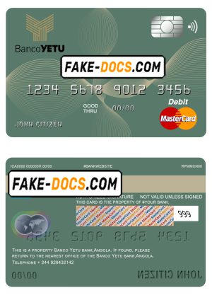 Angola Banco Yetu bank mastercard debit card template in PSD format, fully editable