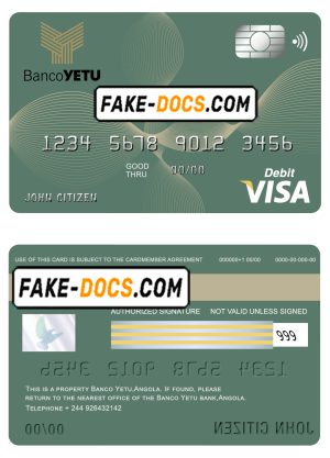 Angola Banco Yetu bank visa card debit card template in PSD format, fully editable
