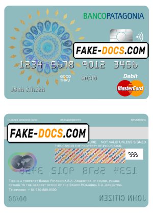 Argentina Banco Patagonia bank mastercard debit card template in PSD format, fully editable