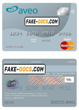 Australia Aveo bank mastercard debit card template in PSD format, fully editable