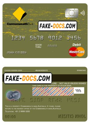 Australia Commonwealth Account Bank mastercard debit card template in PSD format, fully editable