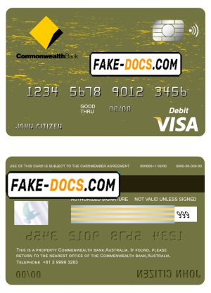 Australia Commonwealth Account Bank visa card template in PSD format, fully editable