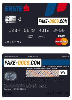 Austria Erste Group bank mastercard debit card template in PSD format, fully editable