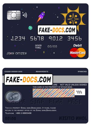 Bangladesh Sonali Bank mastercard debit card template in PSD format, fully editable