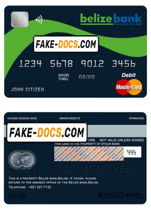Belize Belizebank mastercard debit card template in PSD format, fully editable