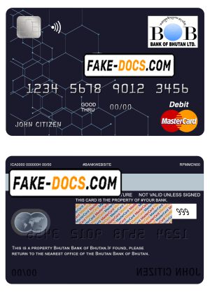 Bhutan Bank of Bhutan mastercard debit card template in PSD format, fully editable