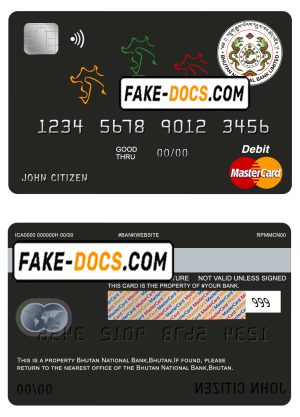 Bhutan National Bank mastercard debit card template in PSD format, fully editable