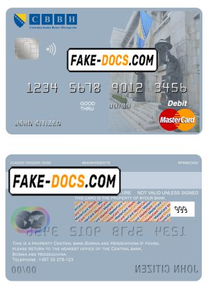 Bosnia and Herzegovina Central Bank mastercard debit card template in PSD format, fully editable