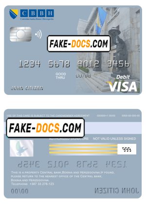 Bosnia and Herzegovina Central Bank visa card debit card template in PSD format, fully editable
