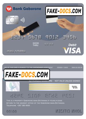 Botswana Bank Gaborone visa card debit card template in PSD format, fully editable