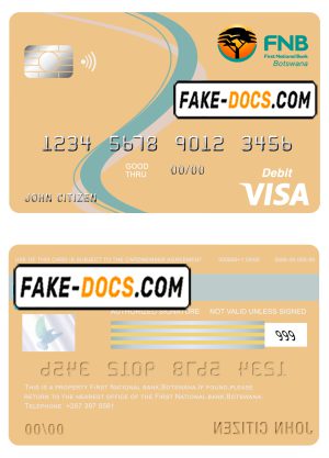 Botswana First National Bank visa card debit card template in PSD format, fully editable