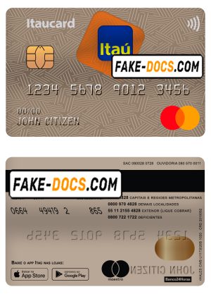 Brazil Itaú bank mastercard debit card template in PSD format, fully editable