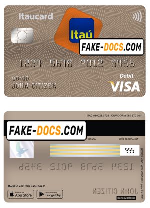 Brazil Itaú bank visa card debit card template in PSD format, fully editable