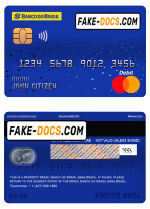 Brazil Banco do Brasil bank mastercard debit card template in PSD format, fully editable