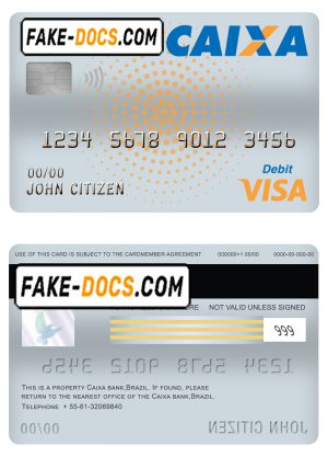 Brazil Caixa bank visa card debit card template in PSD format, fully editable