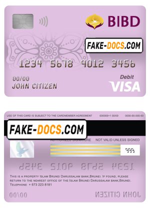 Brunei Bank Islam Brunei Darussalam bank visa card debit card template in PSD format, fully editable