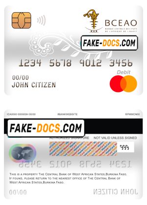 Burkina Faso The Central Bank of West African States bank mastercard debit card template in PSD format, fully editable Burkina Faso The Central Bank of West African States bank mastercard debit card template in PSD format, fully editable