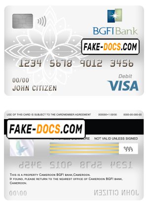 Cameroon BGFI bank visa card debit card template in PSD format, fully editable